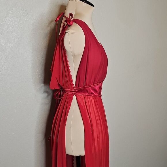 Oh La La Cheri Paris Red Maxi Lingerie Dress Small/Medium Drape Back Waist Cinch - Picture 4 of 12